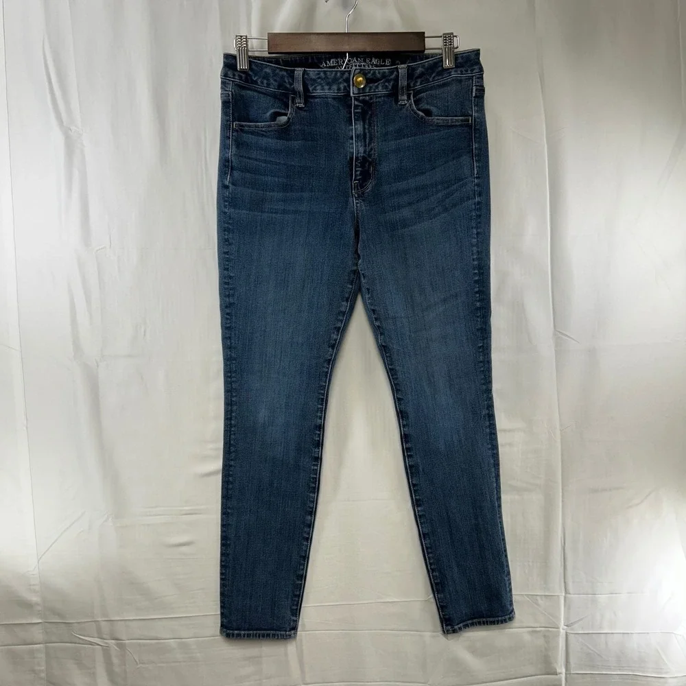American Eagle Jegging Womens 12 Blue High Rise 360 Super Stretch Skinny Pants